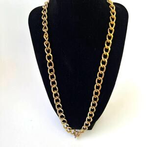 90s Gold Tone Chunky Chain Necklace, 25" with Lobster Clasp